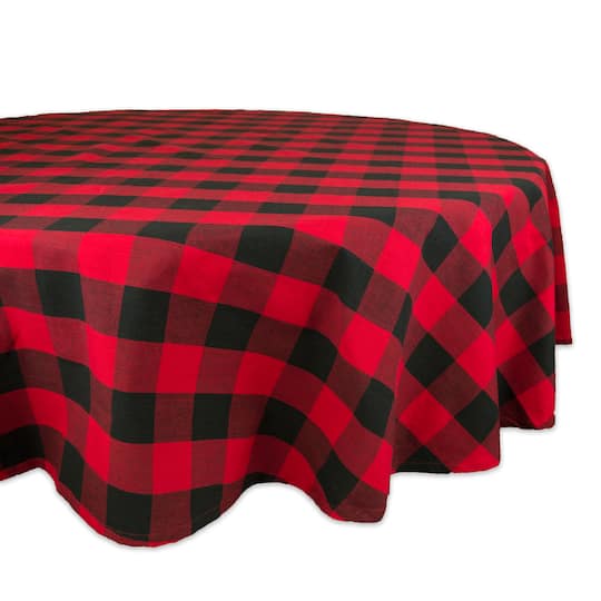 DII® 70" Buffalo Check Round Tablecloth in Tango Red/Black | Michaels®
